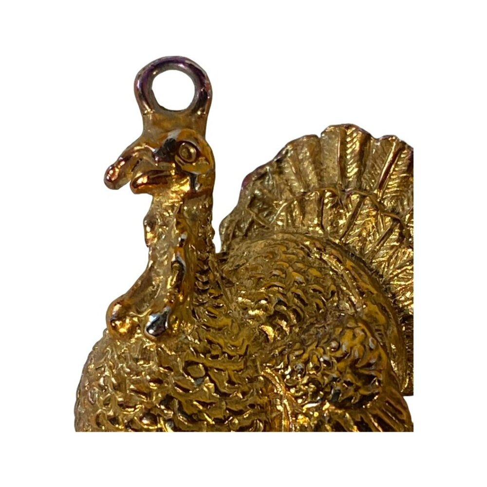 VTG Turkey Gold-Coppertone w/Iridescence Thanksgiving Necklace Pendant-No Chain - Picture 8 of 8